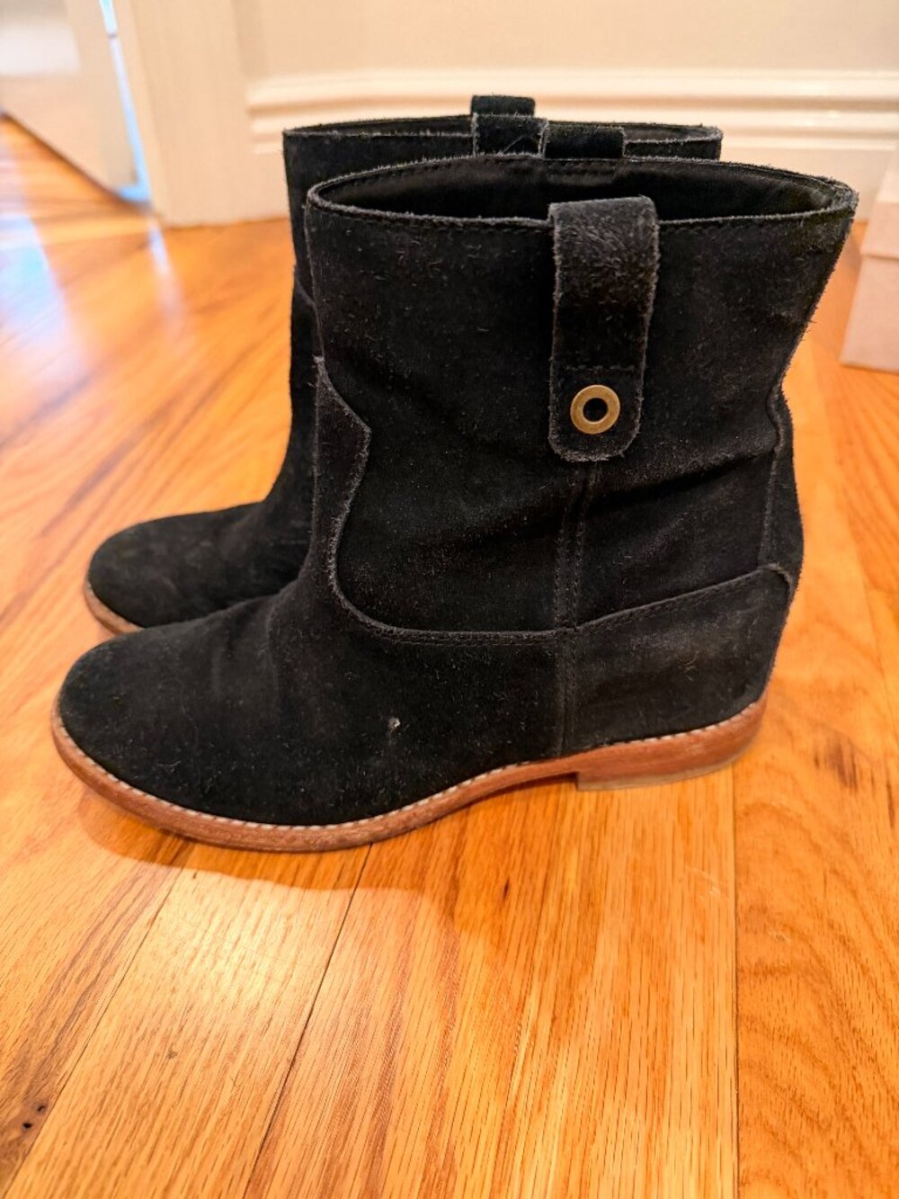 Cole Haan Black Suede Rayna Wedge Bootie